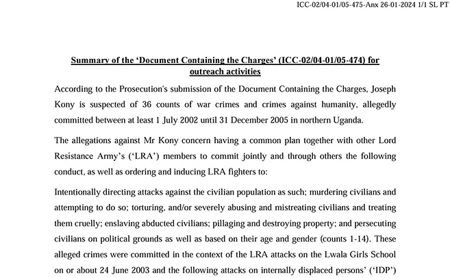 Document containing charges