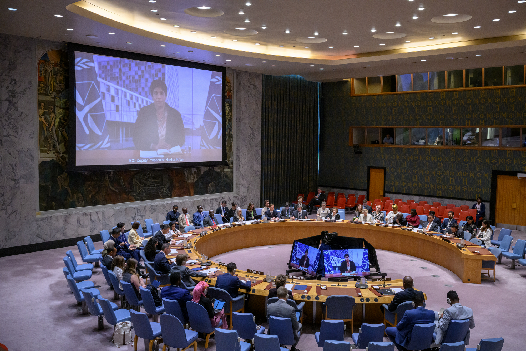 ICC Deputy Prosecutor Khan briefs the UN Security Council on the Office of the Prosecutor’s investigations into alleged crimes in Darfur, Sudan. UN Photo/Loey Felipe