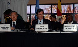 From Left to right: UN Secretary-General, Ban Ki-moon, ASP President, Christian Wenaweser and the President of Uganda Yoweri Kaguta Museveni ©ICC-CPI