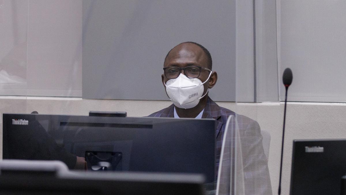 Maxime Jeoffroy Eli Mokom Gawaka appearing for the first time before the ICC judges on 22 March 2022 ©ICC-CPI