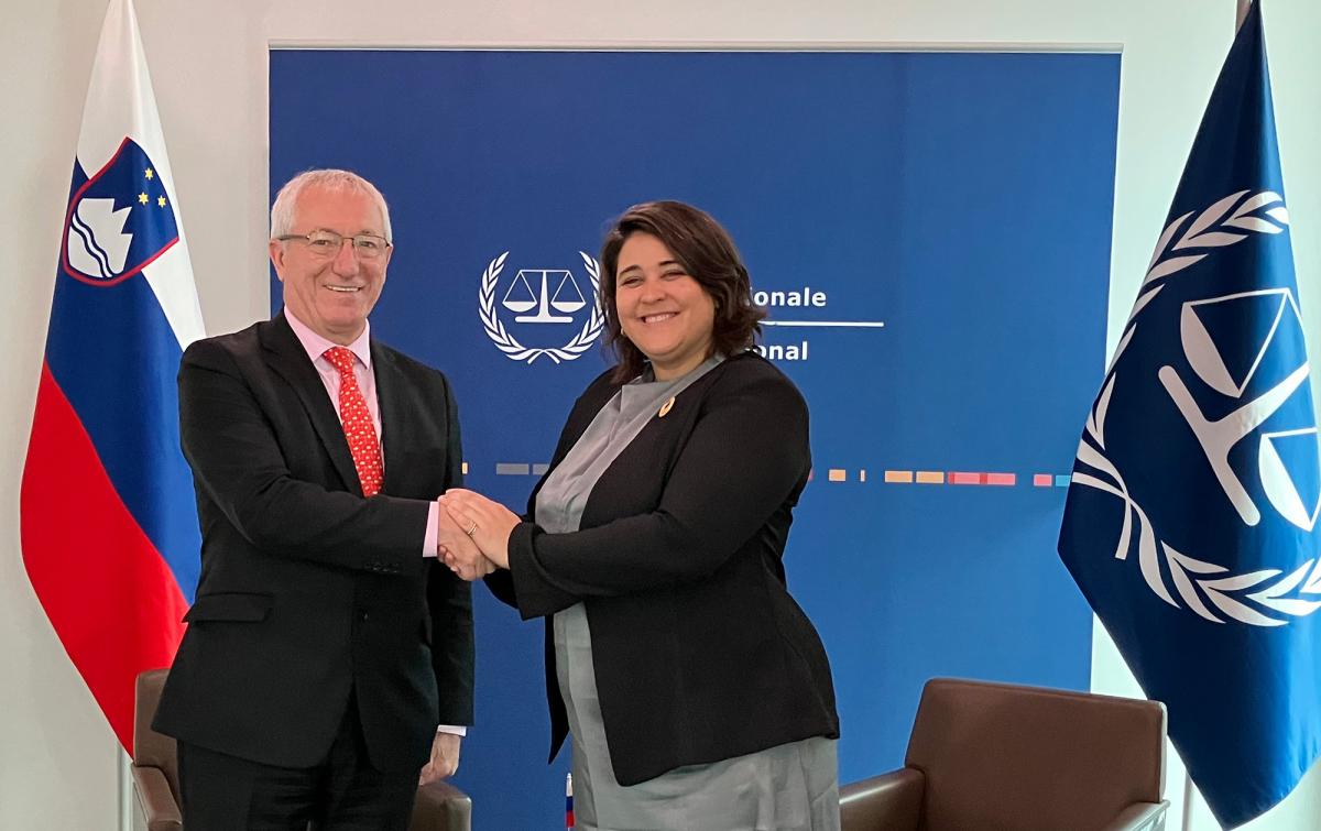 Photo: H.E Jožef Drofenik, Ambassador of the Republic of Slovenia to the Kingdom of the Netherlands with Deborah Ruiz Verduzco, Executive Director of the Trust Fund for Victims at the International Criminal Court