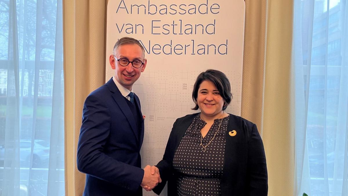 Photo: H.E. Lauri Kuusing, Ambassador of Estonia to the Kingdom of the Netherlands with Deborah Ruiz Verduzco, Executive Director of the Trust Fund for Victims at the International Criminal Court