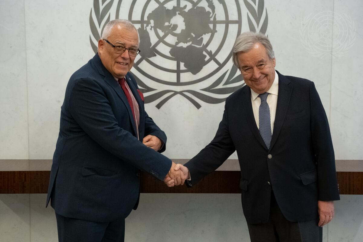 ICC President Piotr Hofmański and Secretary-General António Guterres meet at UN Headquarters © UN Photo/Evan Schneider