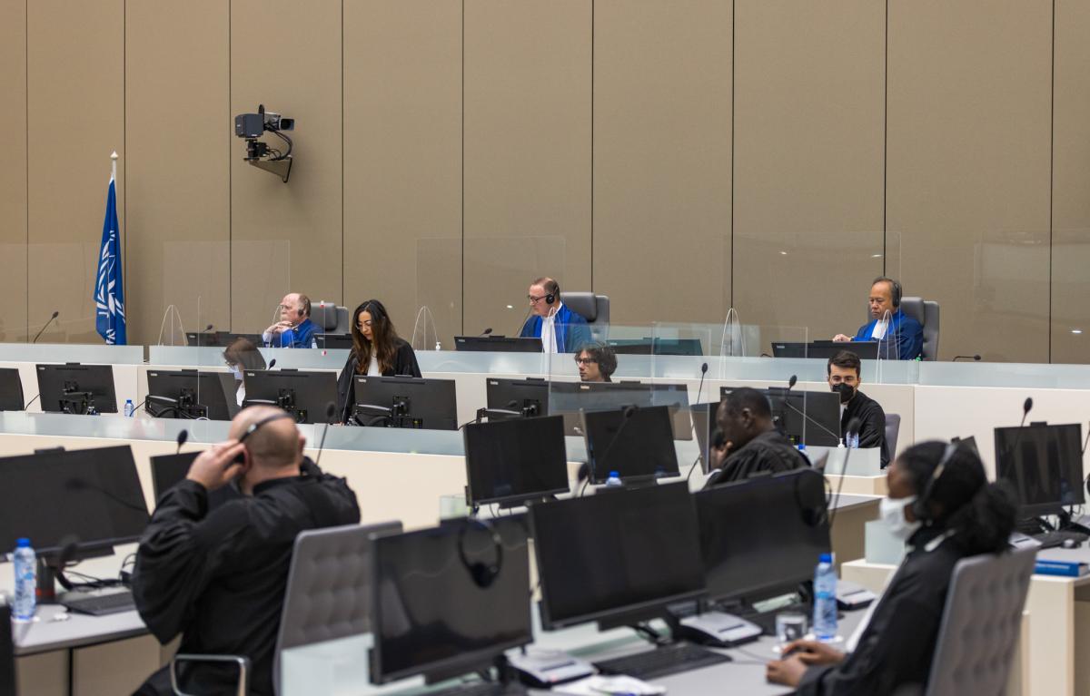 Judges of ICC Trial Chamber IX pronouncing the sentence against Dominic Ongwen on 6 May 2021 ©ICC-CPI