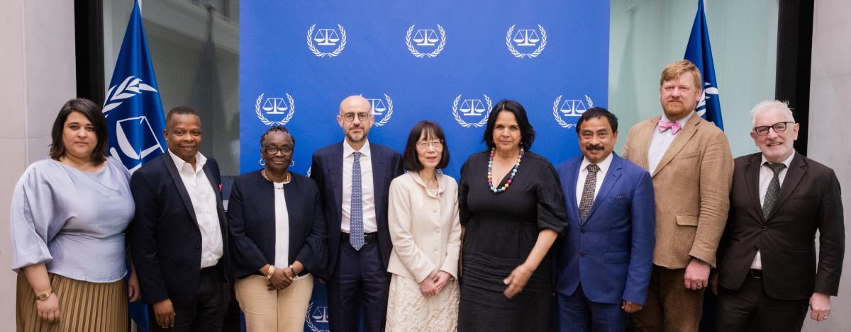 Photo: Executive Director and, members of the Board of Directors of the Trust Fund for Victims, during their meeting in The Hague in June 2024, met with ICC President Judge Tomoko Akane, First Vice-President Rosario Aitala, and Second Vice-President Judge Reine Alapini-Gansou.