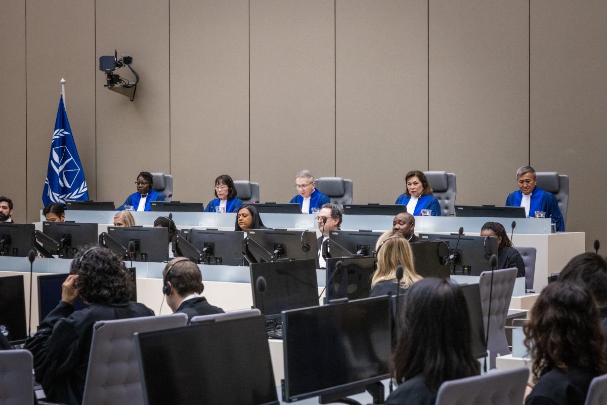 Judges of the ICC Appeals Chamber on 1 November 2024 for the delivery of the judgment on the appeals against the Addendum to the Reparations Order in the Ntaganda case ©ICC-CPI