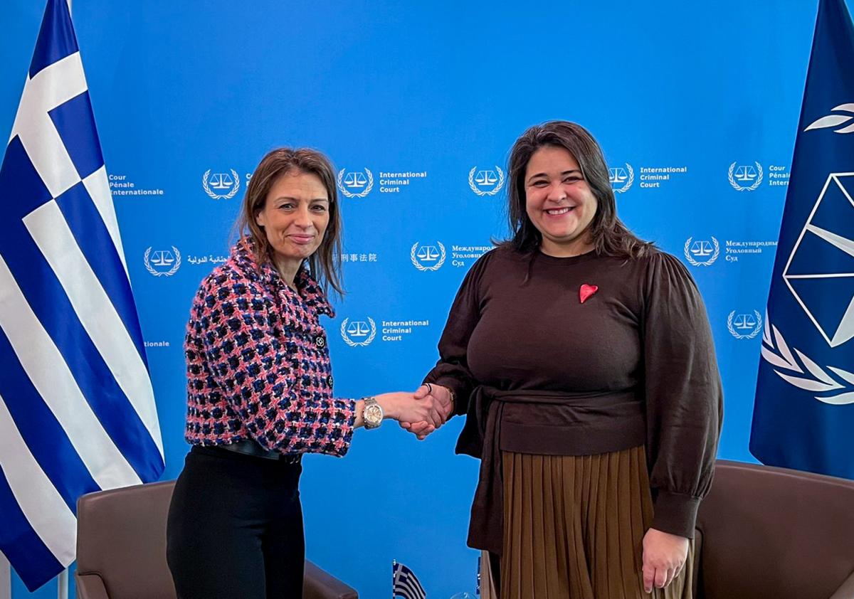 Photo: H.E. Ms. Caterina Ghini, Ambassador of the Hellenic Republic to the Kingdom of the Netherlands and Dr. Deborah Ruiz Verduzco, Executive Director of the Trust Fund for Victims at the ICC on behalf of the Board of Directors during their meeting at the ICC Headquarters in The Hague, The Netherlands, in January 2025.