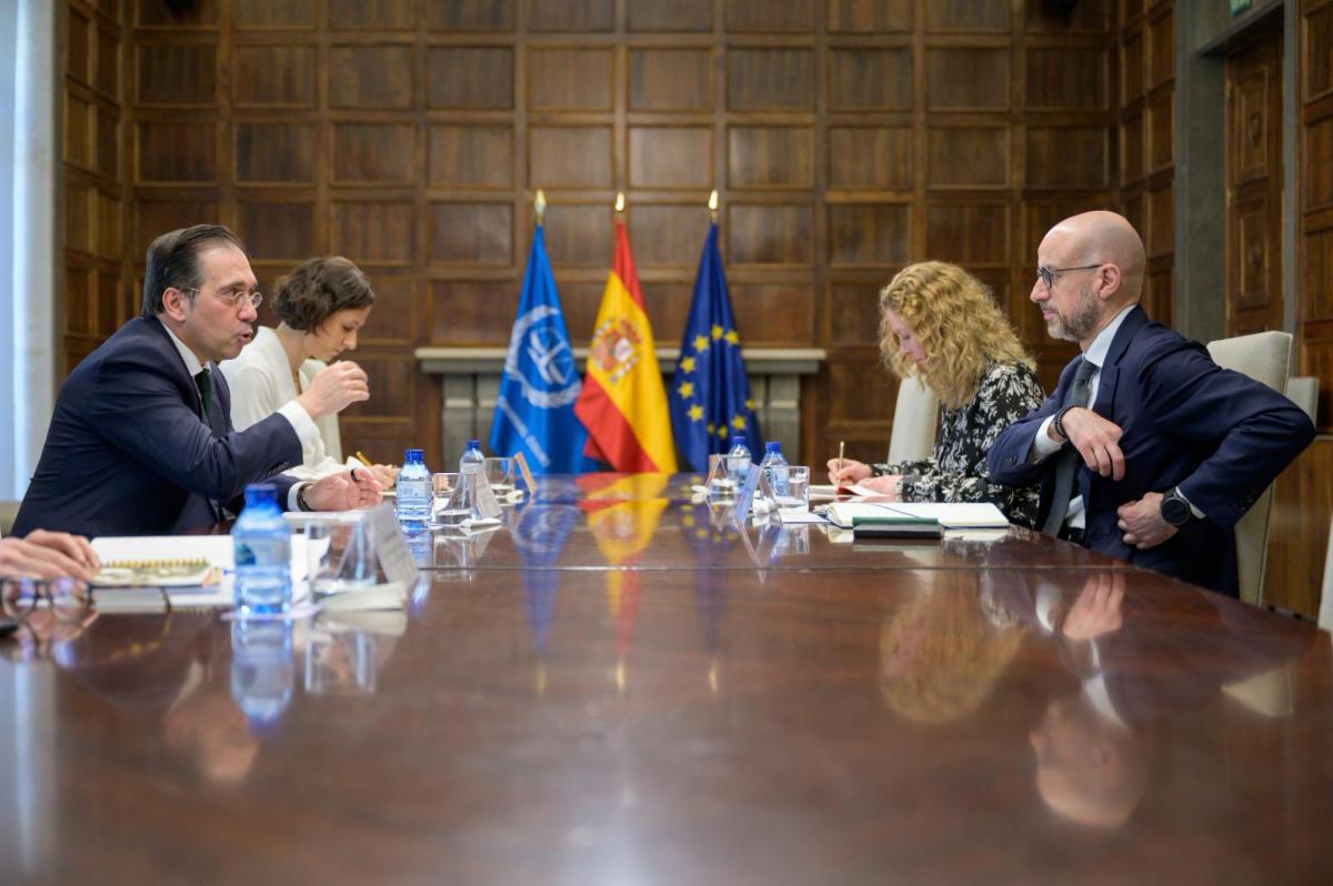 ICC First Vice-President Judge Rosario Salvatore Aitala with Spain’s Minister of Foreign Affairs, H.E. Mr José Manuel Albares Bueno on 27 February 2025, in Madrid © Ministry of Foreign Affairs, European Union and Cooperation of Spain