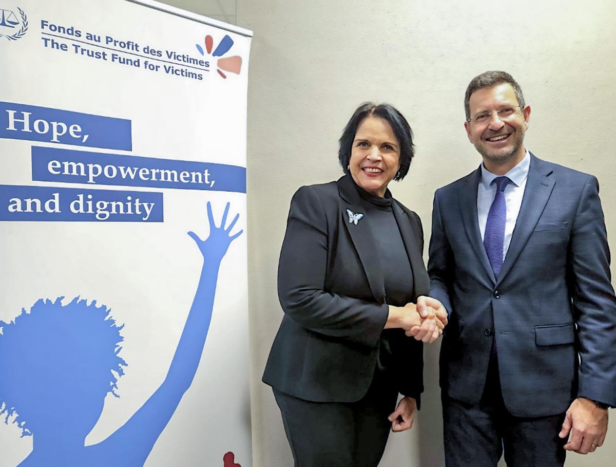 Photo: Ms Minou Tavárez Mirabal, Chair of the Board of Directors of the Trust Fund for Victims at the ICC (2021-2024) and H.E. Dr. Marko Rakovec, General Director, Ministry of Foreign Affairs of Republic of Slovenia during their meeting in The Hague in December 2024.