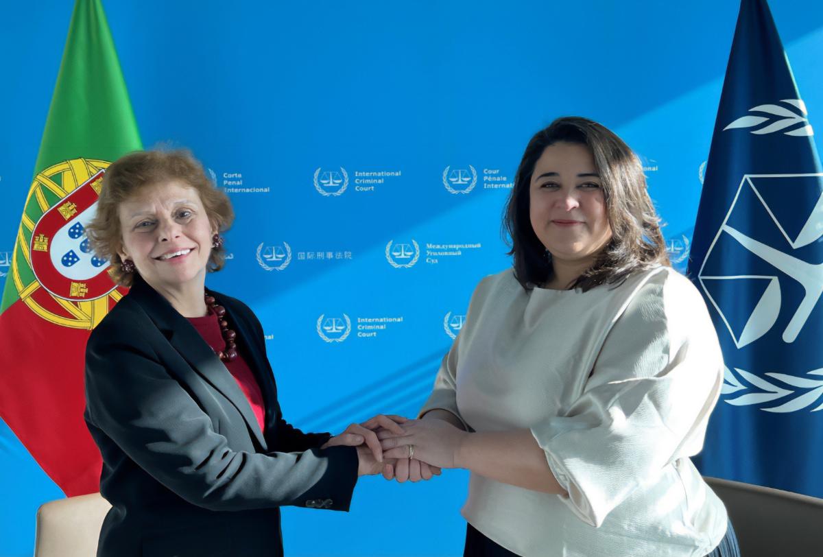 Photo: H.E. Ms Clara Nunes dos Santos, Ambassador of Portugal to the Kingdom of the Netherlands and Dr. Deborah Ruiz Verduzco, Executive Director of the Trust Fund for Victims at the ICC on behalf of the Board of Directors, at the ICC Headquarters in The Hague, The Netherlands, in February 2025.
