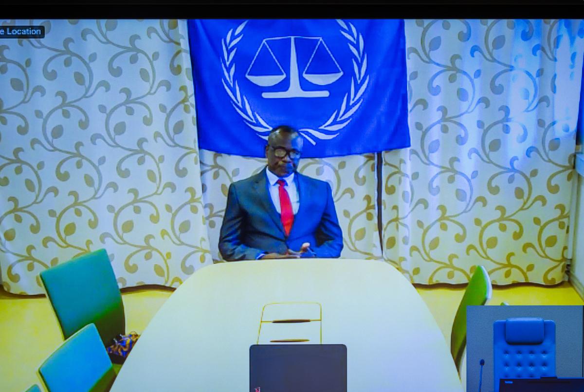 Mr Dominic Ongwen remotely attending the delivery of the Appeals judgment on reparations on 7 April 2025 ©ICC-CPI