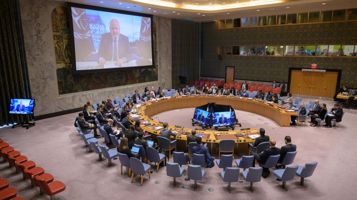 ICC Prosecutor Karim A.A. Khan KC briefs the UN Security Council on the Situation in Libya on 15 May 2025. The Prosecutor briefed the Council from The Hague. UN Photo/Manuel Elías