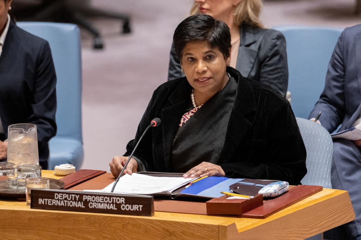 ICC Deputy Prosecutor Nazhat Shameem Khan briefs the UN Security Council on 25 November 2025 regarding unprecedented landmarks in the Situation in Libya. UN Photo/Manuel Elías
