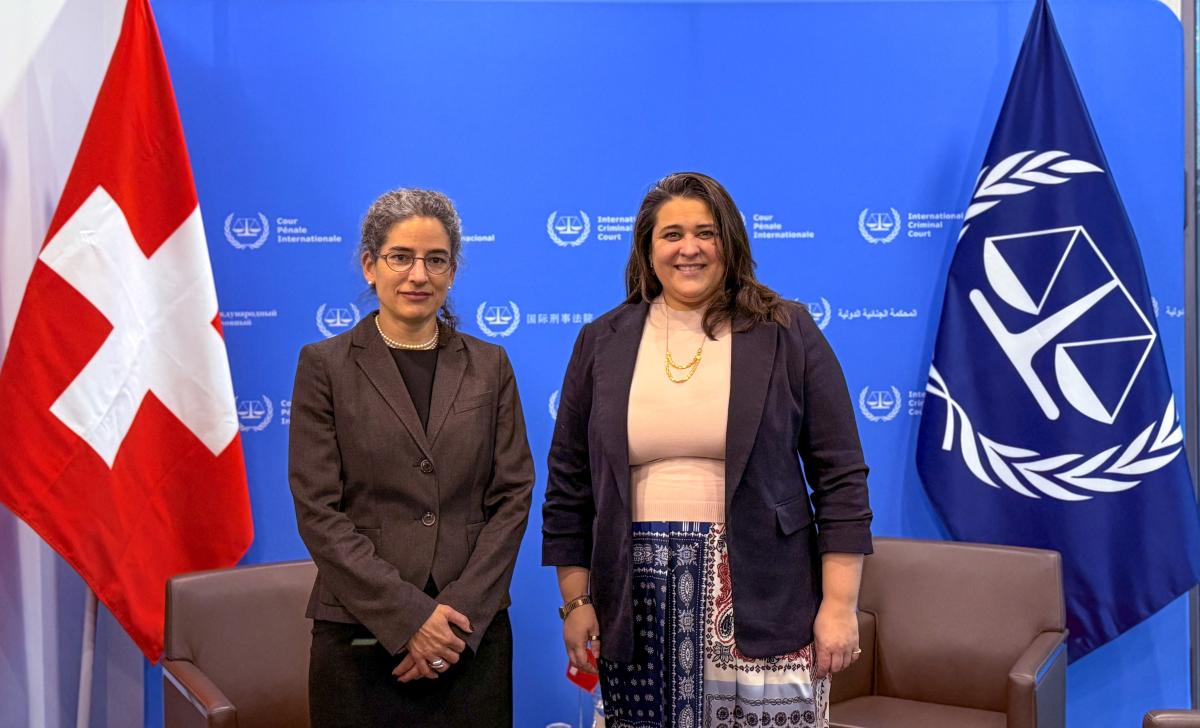 Photo: H. E. Corinne Cicéron Bühler, Ambassador of Switzerland to the Kingdom of The Netherlands and Dr. Deborah Ruiz Verduzco, Executive Director of the Trust Fund for Victims at the ICC on behalf of the Board of Directors, at the ICC Headquarters in The Hague, The Netherlands, in January 2026