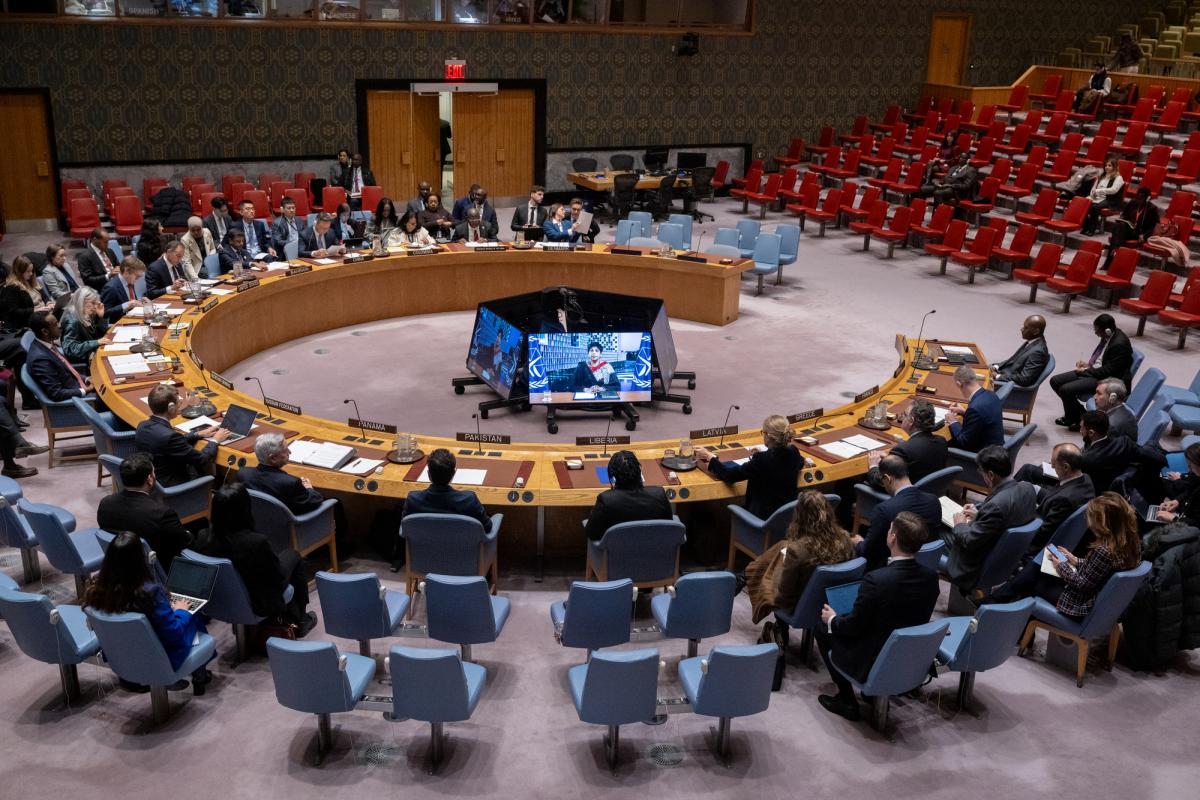 ICC Deputy Prosecutor Khan briefs the UN Security Council on the Office of the Prosecutor’s investigations into alleged crimes in El Fasher and Al Geneina in Darfur. UN Photo/Manuel Elías