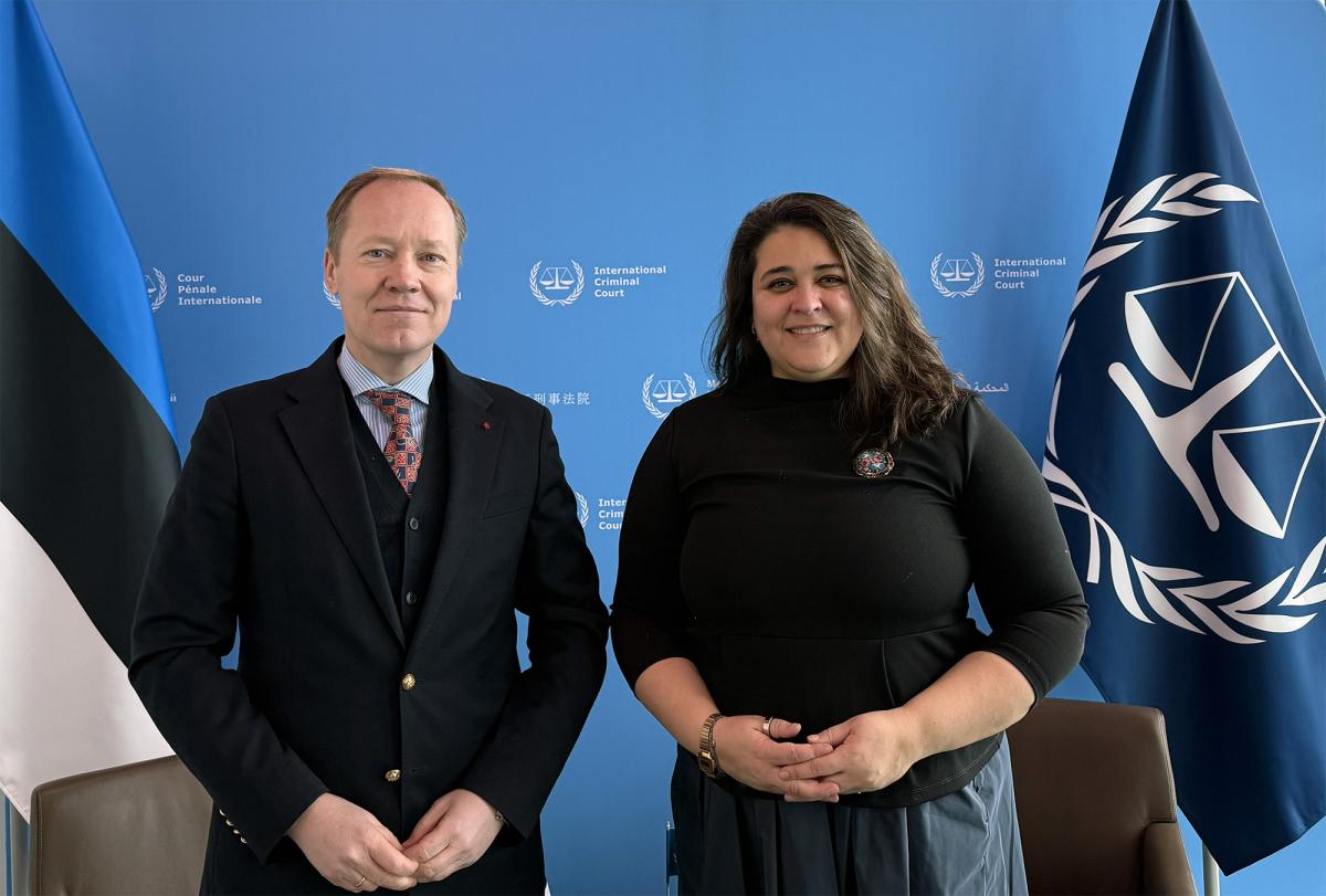 Photo: H. E. Paul Teesalu, Ambassador of Estonia to the Kingdom of The Netherlands and Dr. Deborah Ruiz Verduzco, Executive Director of the Trust Fund for Victims at the ICC on behalf of the Board of Directors at the ICC Headquarters in The Hague, The Netherlands, in February 2026