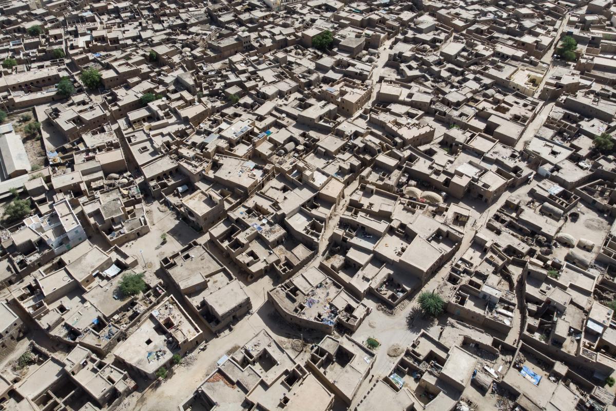Aerial view of Timbuktu, home to more than 70,000 members of the community who benefited from the reparations programme implemented by the Trust Fund for Victims in the Ahmad Al Faqi Al Mahdi case. Credit: Nicolas Reméné/ 2021.